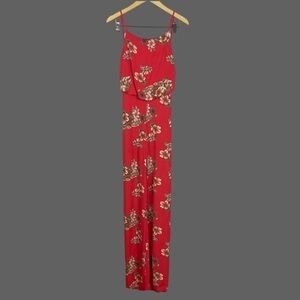 Sage Small Floral Open Back Full Length Jumpsuit Romper Boho Spring Summer